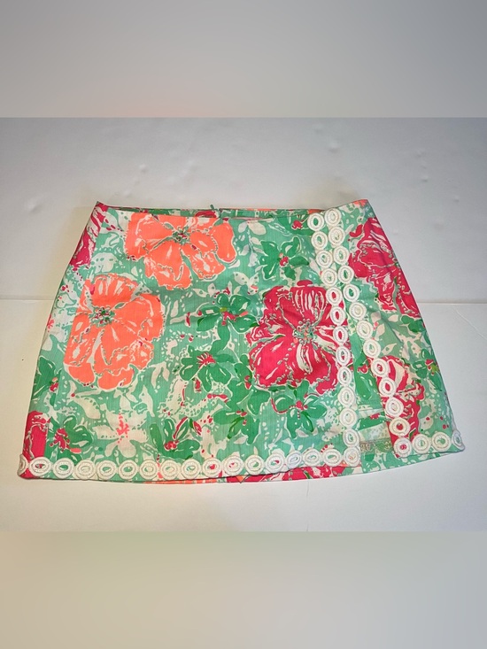 Lilly Pulitzer Pants - Lilly Pulitzer Lenore Skort Poolside Blue Beach Walk Floral Lace Trim Size 6